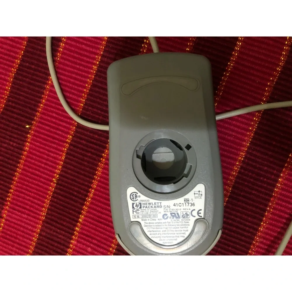Vintage HP Hewlett Packard PS/2 Wired Ball Mouse Grey 2-Button M-S48a 5183-9012